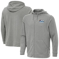 Men's Antigua Gray NASCAR Chicago Street Race Effortless Full-Zip Hoodie Jacket