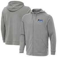 Men's Antigua Gray NASCAR Chicago Street Race Effortless Full-Zip Hoodie Jacket