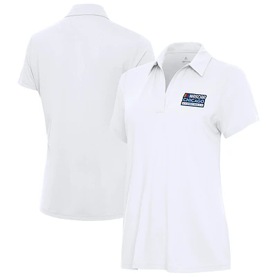 Women's Antigua  White NASCAR Chicago Street Race Era V-Neck Polo