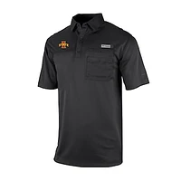 Men's Columbia Black Iowa State Cyclones Omni-Wick Flycaster Pocket Polo