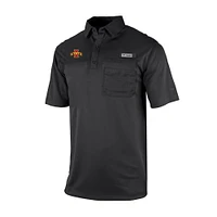 Men's Columbia Black Iowa State Cyclones Omni-Wick Flycaster Pocket Polo