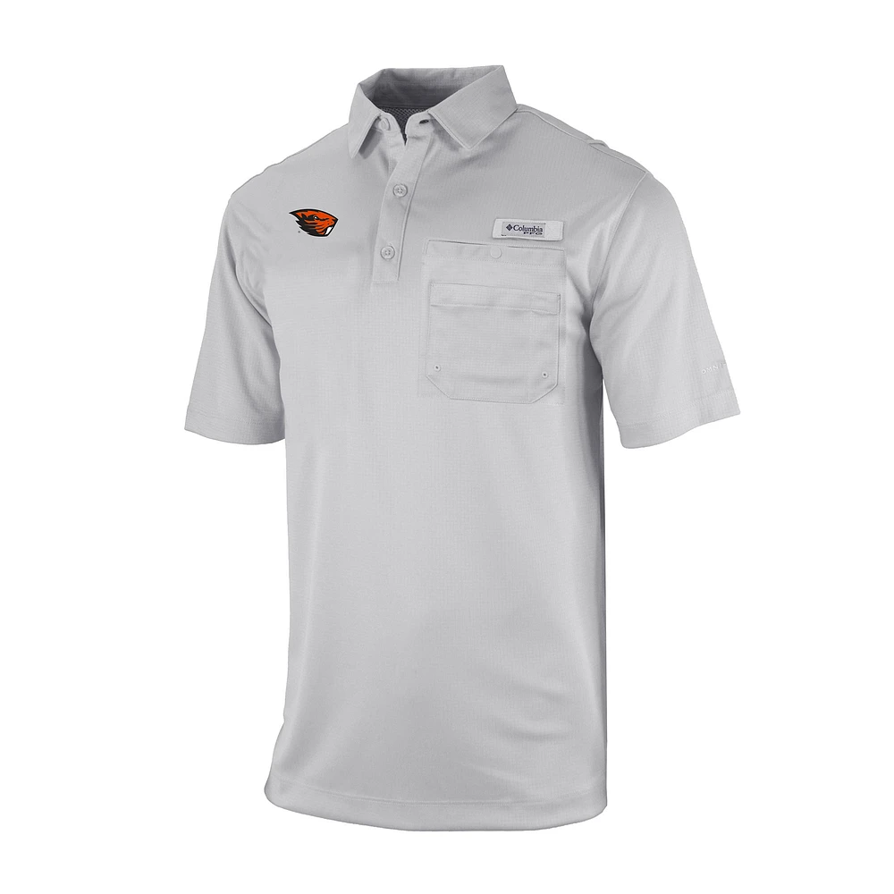 Men's Columbia Gray Oregon State Beavers Omni-Wick Flycaster Pocket Polo