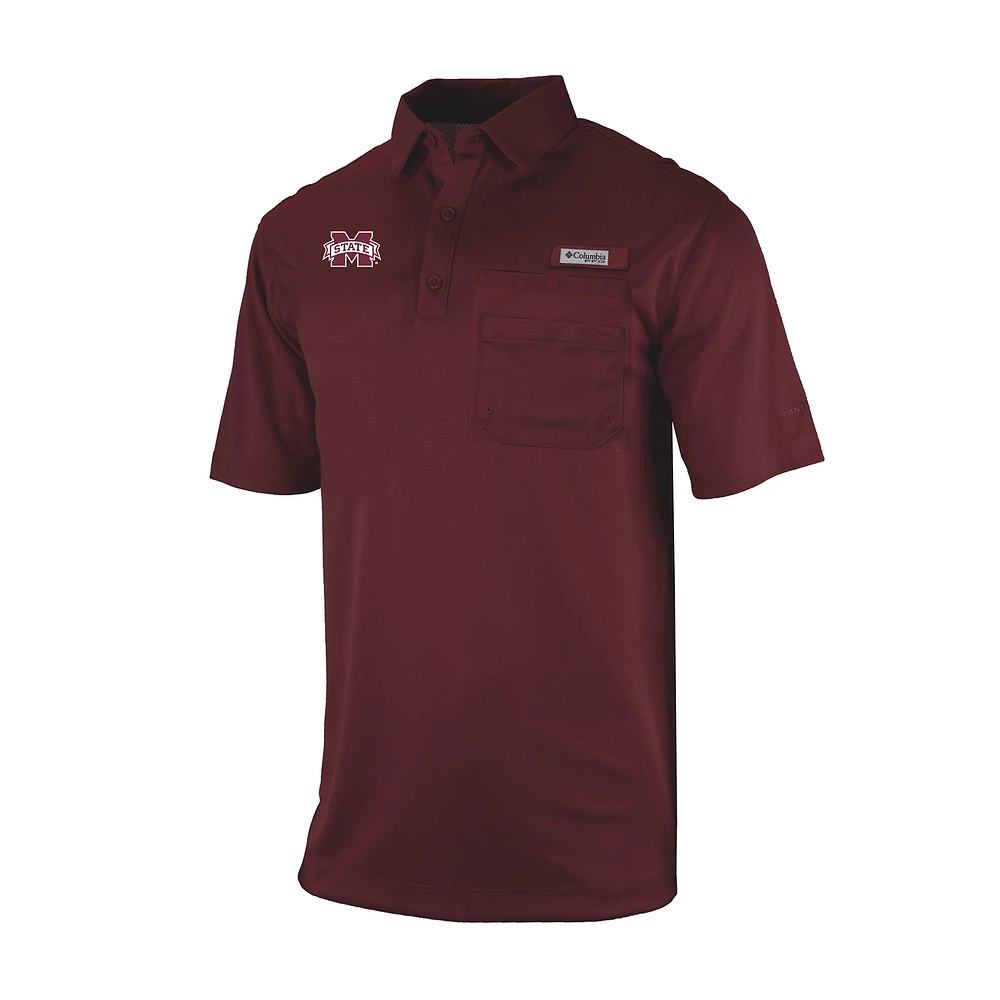Men's Columbia Maroon Mississippi State Bulldogs Omni-Wick Flycaster Pocket Polo