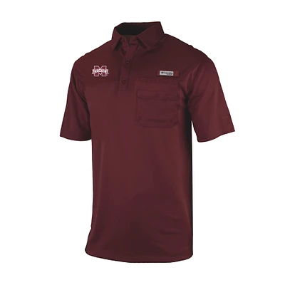 Men's Columbia Maroon Mississippi State Bulldogs Omni-Wick Flycaster Pocket Polo