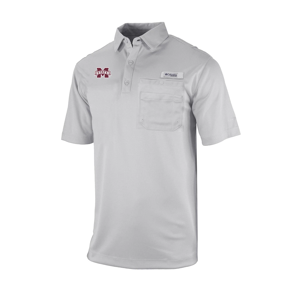 Men's Columbia Gray Mississippi State Bulldogs Omni-Wick Flycaster Pocket Polo