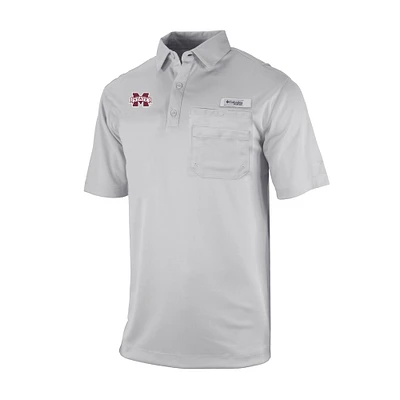 Men's Columbia Gray Mississippi State Bulldogs Omni-Wick Flycaster Pocket Polo