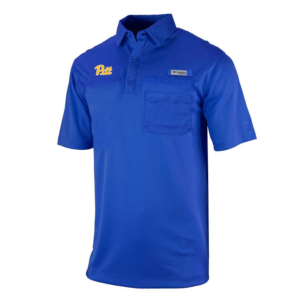 Men's Columbia Royal Pitt Panthers Omni-Wick Flycaster Pocket Polo