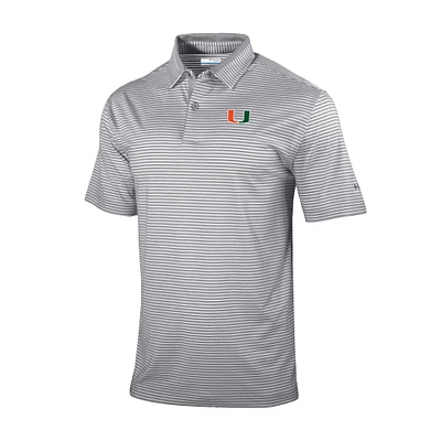 Men's Columbia Gray Miami Hurricanes Omni-Wick Golden Hills Polo