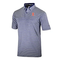 Men's Columbia Navy Illinois Fighting Illini Omni-Wick Golden Hills Polo