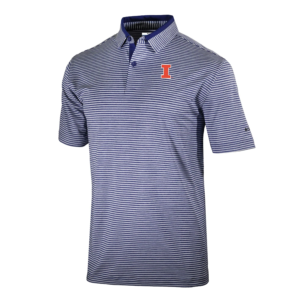 Men's Columbia Navy Illinois Fighting Illini Omni-Wick Golden Hills Polo