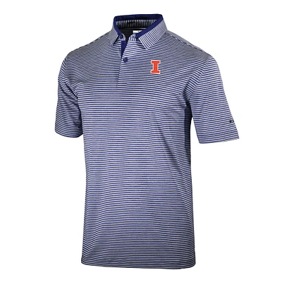 Men's Columbia Navy Illinois Fighting Illini Omni-Wick Golden Hills Polo