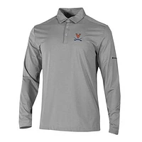 Men's Columbia Gray Virginia Cavaliers Omni-Wick Pin High Long Sleeve Polo