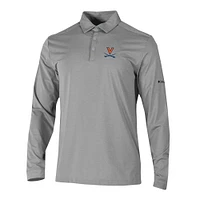 Men's Columbia Gray Virginia Cavaliers Omni-Wick Pin High Long Sleeve Polo