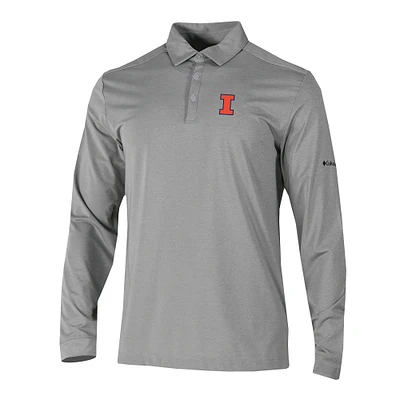 Men's Columbia Illinois Fighting Illini Omni-Wick Pin High Long Sleeve Polo