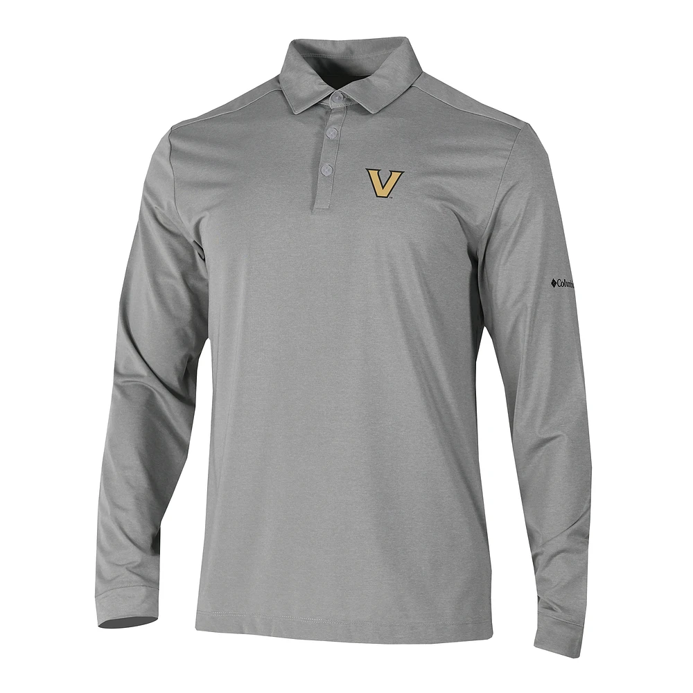 Men's Columbia Gray Vanderbilt Commodores Omni-Wick Pin High Long Sleeve Polo