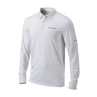 Men's Columbia White Kansas Jayhawks Omni-Wick Pin High Long Sleeve Polo