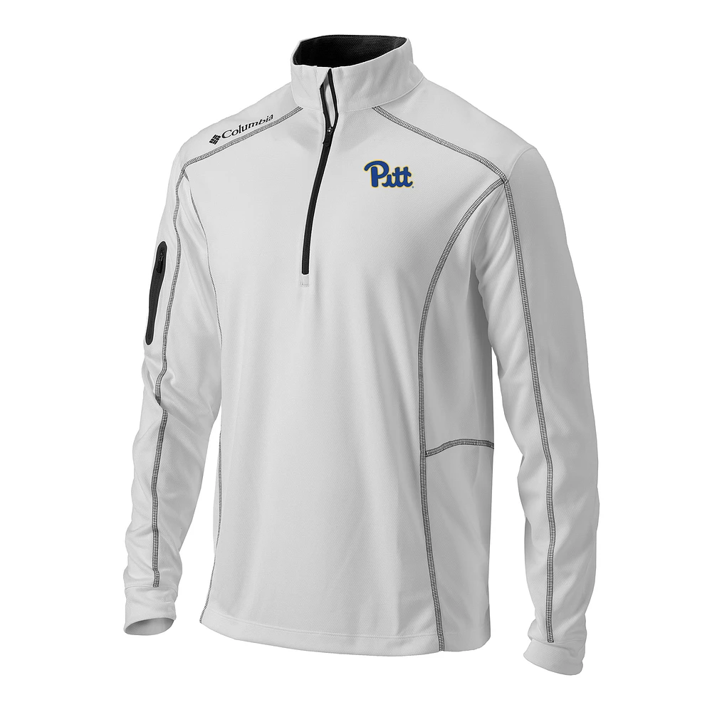 Men's Columbia White Pitt Panthers Omni-Wick Shotgun Quarter-Zip Pullover