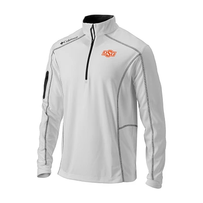 Men's Columbia White Oklahoma State Cowboys Omni-Wick Shotgun Quarter-Zip Pullover
