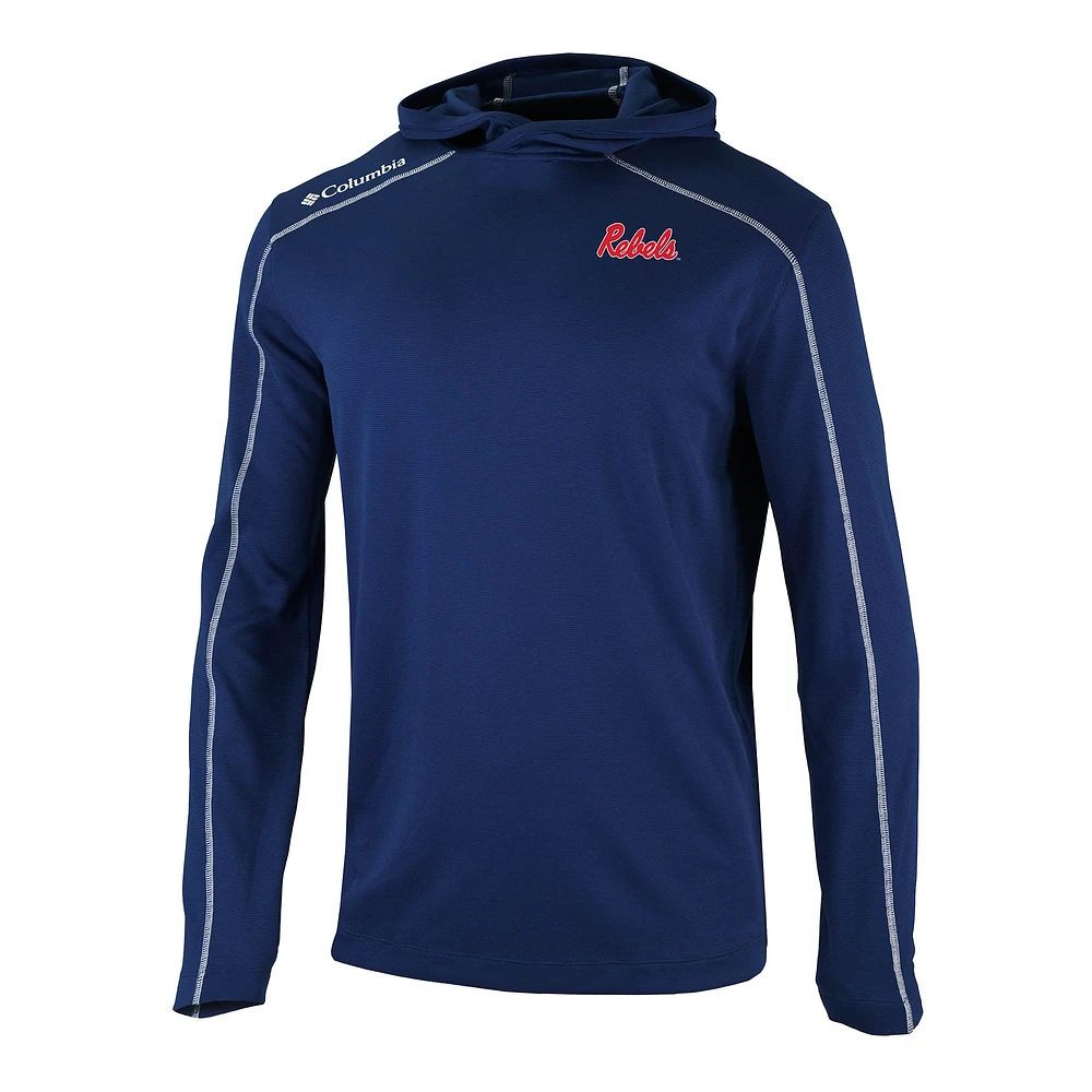 Men's Columbia Navy Ole Miss Rebels Shotgun Long Hoodie T-Shirt