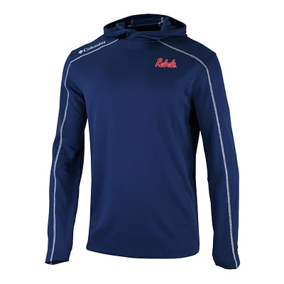Men's Columbia Navy Ole Miss Rebels Shotgun Long Hoodie T-Shirt