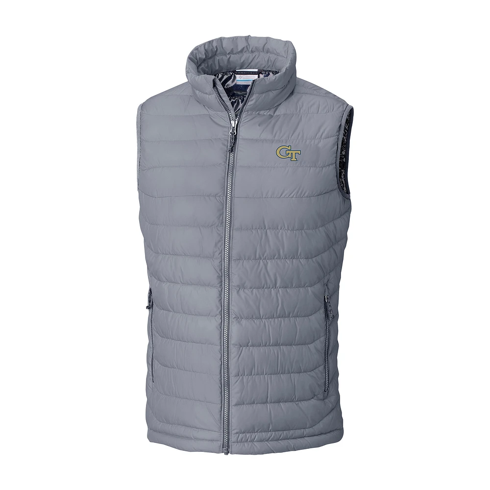 Men's Columbia Gray Georgia Tech Yellow Jackets Powder Lite Omni-Heat Full-Zip Vest