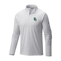 Men's Columbia White Baylor Bears Terminal Tackle Omni-Wick Quarter-Zip Top