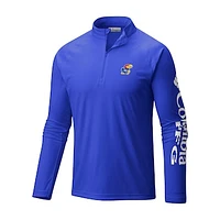 Men's Columbia Royal Kansas Jayhawks Terminal Tackle Omni-Wick Quarter-Zip Top