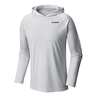 Men's Columbia White Illinois Fighting Illini Terminal Tackle Omni-Shade Lightweight Pullover Hoodie