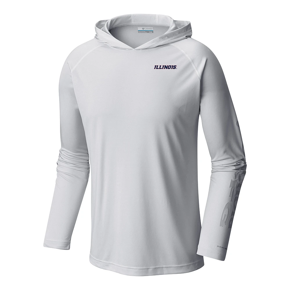 Men's Columbia White Illinois Fighting Illini Terminal Tackle Omni-Shade Lightweight Pullover Hoodie