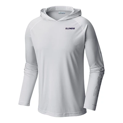 Men's Columbia White Illinois Fighting Illini Terminal Tackle Omni-Shade Lightweight Pullover Hoodie