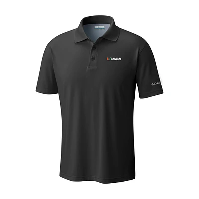 Men's Columbia  Black Miami Hurricanes Low Drag Offshore Omni-Shade Polo