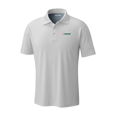 Men's Columbia  White Miami Hurricanes Low Drag Offshore Omni-Shade Polo