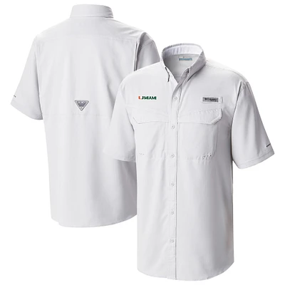 Men's Columbia  White Miami Hurricanes Low Drag Offshore Omni-Wick Button-Up Shirt