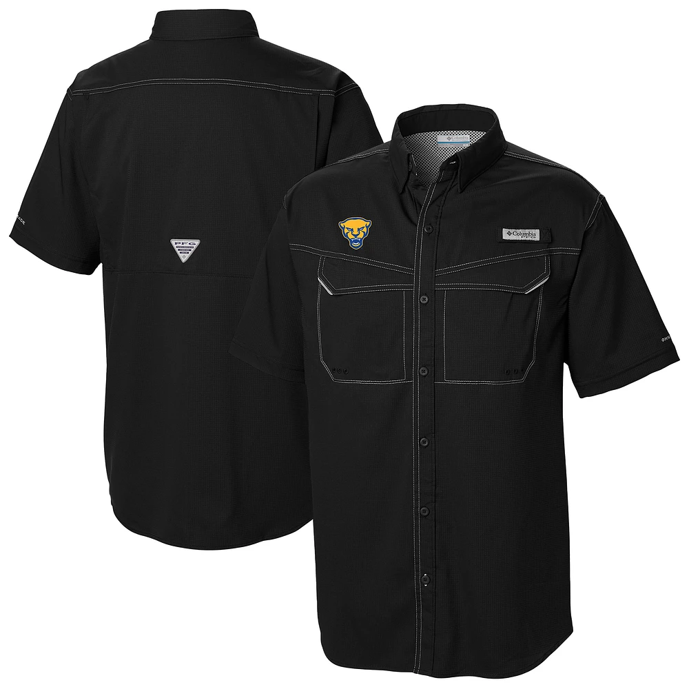 Men's Columbia Black Pitt Panthers Low Drag Offshore Omni-Wick Button-Up Shirt
