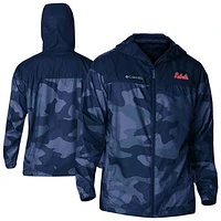 Men's Columbia  Navy Ole Miss Rebels Flash Challenger Novelty Omni-Tech Full-Zip Windbreaker Jacket