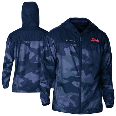 Men's Columbia  Navy Ole Miss Rebels Flash Challenger Novelty Omni-Tech Full-Zip Windbreaker Jacket