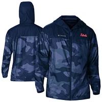 Men's Columbia  Navy Ole Miss Rebels Flash Challenger Novelty Omni-Tech Full-Zip Windbreaker Jacket