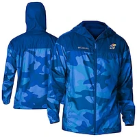 Men's Columbia  Blue Kansas Jayhawks Flash Challenger Novelty Omni-Tech Full-Zip Windbreaker Jacket