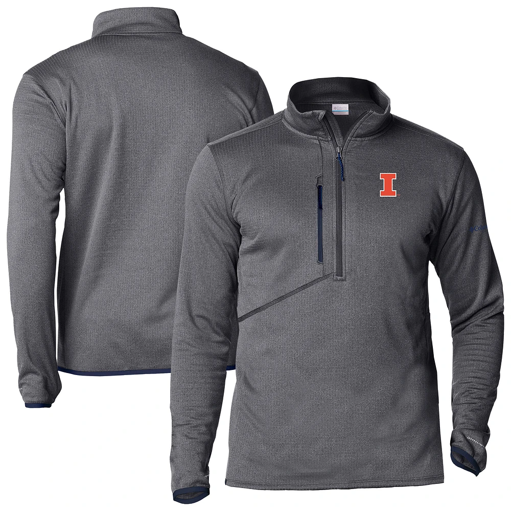 Men's Columbia Charcoal Illinois Fighting Illini Park View Fleece Omni-Wick Half-Zip Pullover