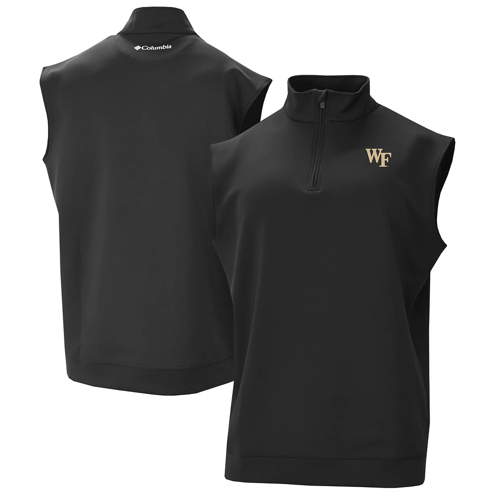 Men's Columbia Black Wake Forest Demon Deacons Omni-Wick Wickhams Hills Quarter-Zip Vest