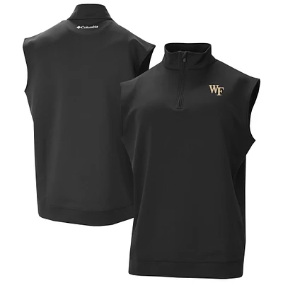 Men's Columbia Black Wake Forest Demon Deacons Omni-Wick Wickhams Hills Quarter-Zip Vest