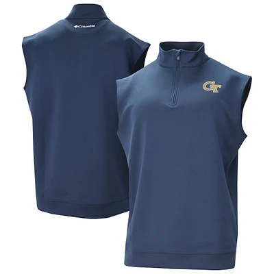 Men's Columbia Navy Georgia Tech Yellow Jackets Omni-Wick Wickhams Hills Quarter-Zip Vest