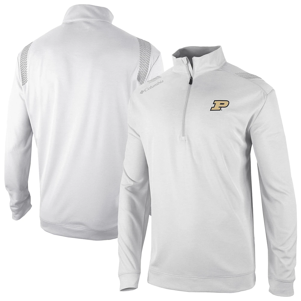 Men's Columbia White Purdue Boilermakers Oakland Downs Quarter-Zip Top