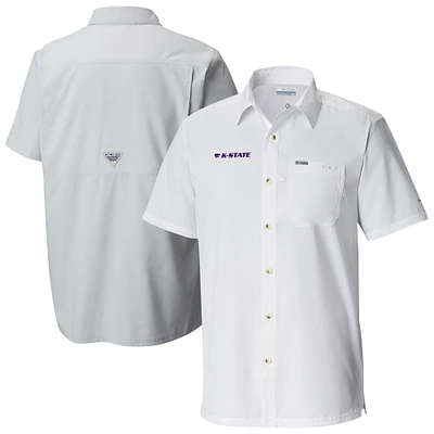Men's Columbia  White Kansas State Wildcats Slack Tide Omni-Wick Button-Up Camp Shirt