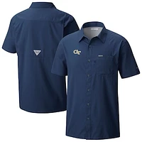 Men's Columbia  Navy Georgia Tech Yellow Jackets Slack Tide Omni-Wick Button-Up Camp Shirt