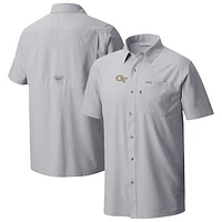 Men's Columbia  Gray Georgia Tech Yellow Jackets Slack Tide Omni-Wick Button-Up Camp Shirt