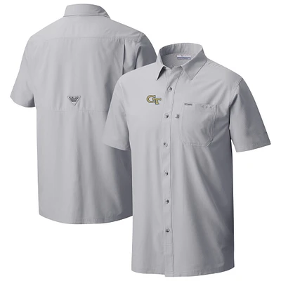 Men's Columbia  Gray Georgia Tech Yellow Jackets Slack Tide Omni-Wick Button-Up Camp Shirt