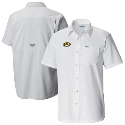 Men's Columbia  White Missouri Tigers Slack Tide Omni-Wick Button-Up Camp Shirt
