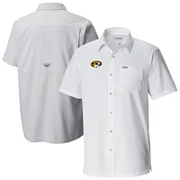 Men's Columbia  White Missouri Tigers Slack Tide Omni-Wick Button-Up Camp Shirt