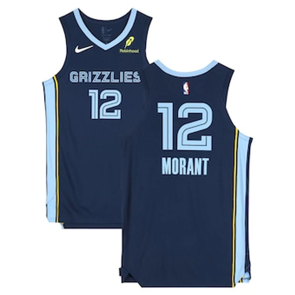 Ja Morant Memphis Grizzlies Game-Used #12 Navy Nike Jersey vs. San Antonio Spurs on February 3, 2025 - Size 46+4